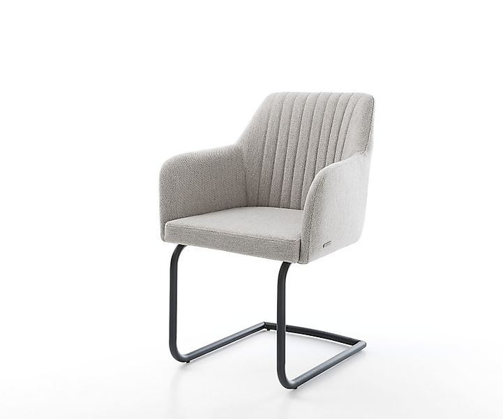 Schwingstuhl Greg-Flex Stripes Hellgrau Freischwinger rund Schwarz günstig online kaufen