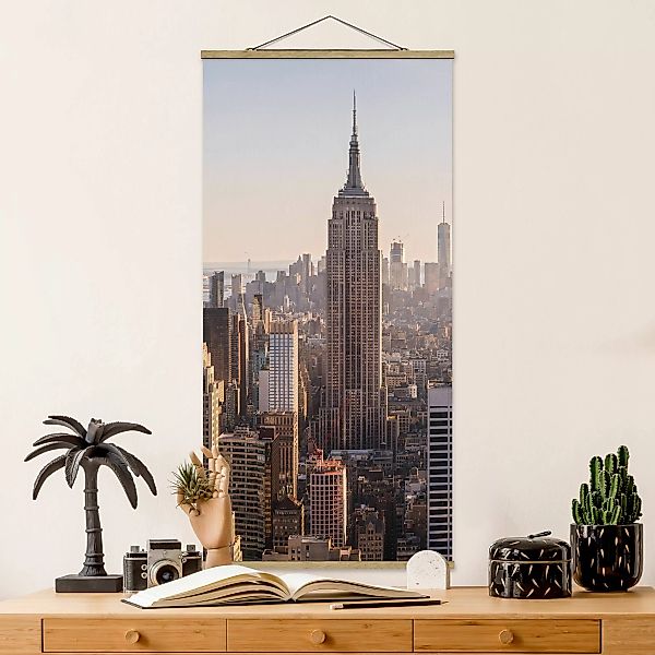 Stoffbild Architektur mit Posterleisten - Hochformat Empire State Building günstig online kaufen