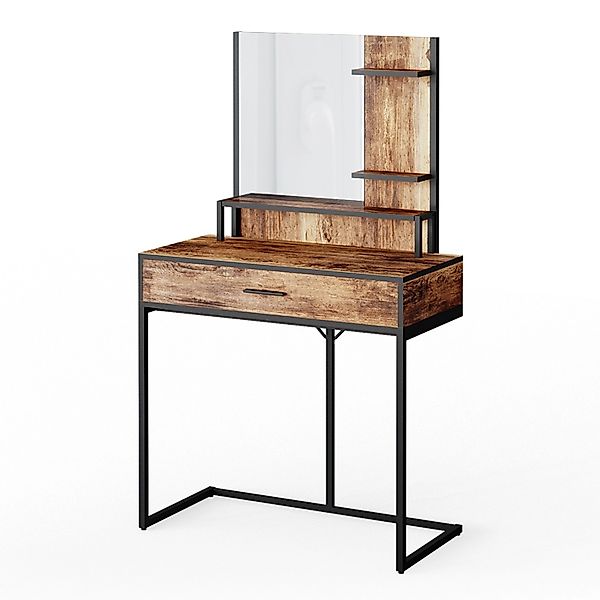 Vicco Schminktisch Fyrk, Eiche rustikal/Schwarz, 80 cm (1-St) günstig online kaufen