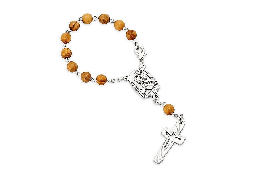 NKlaus Armkette 15 cm Zehner Rosenkranz Heiliger Christophorus Olivenholz 3 günstig online kaufen