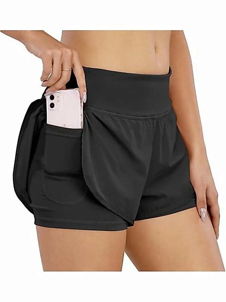KIKI 2-in-1-Shorts Sporthose Damen Kurz Sommer, High Waist 2 in 1 mit Tasch günstig online kaufen