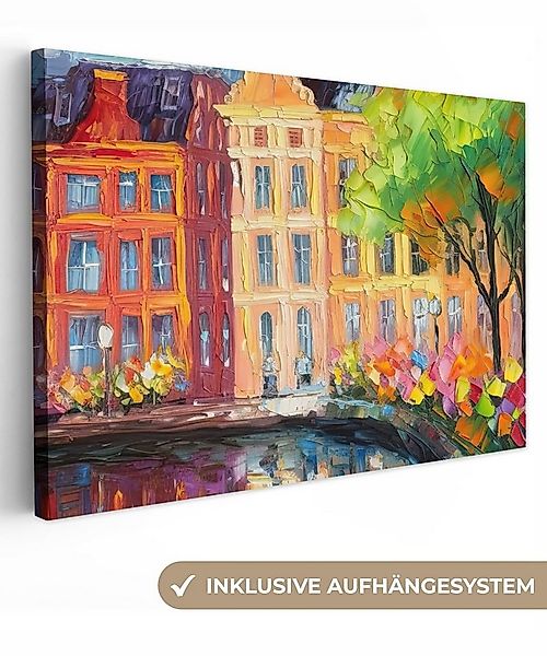 OneMillionCanvasses® Leinwandbild Ölfarbenoptik - Amsterdam - Kunst - Farbe günstig online kaufen