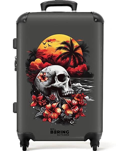 NoBoringSuitcases.com© Hartschalen-Trolley Grau mit Totenkopf am günstig online kaufen