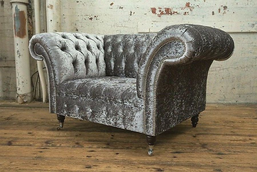 Xlmoebel 1,5-Sitzer Einzelner Sitz Chesterfield Sofamöbel in silberner Text günstig online kaufen