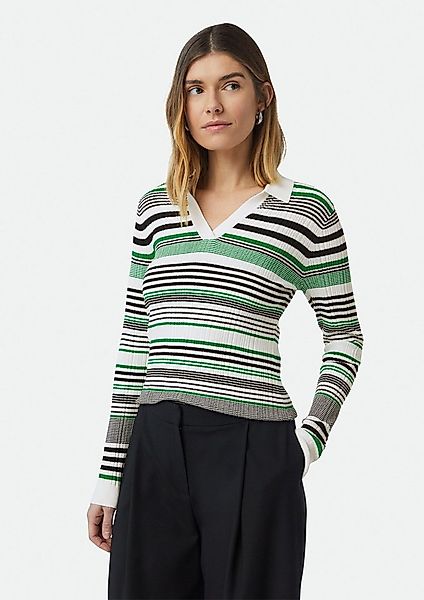 comma Longpullover Strickpullover Elastischer Slim-Fit-Pullover mit Polokra günstig online kaufen