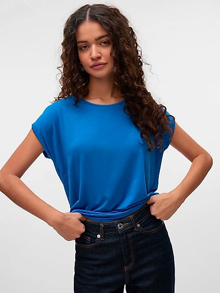 Vero Moda Rundhalsshirt "VMAVA PLAIN SS TOP GAJRS NOOS" Materialmix, regula günstig online kaufen