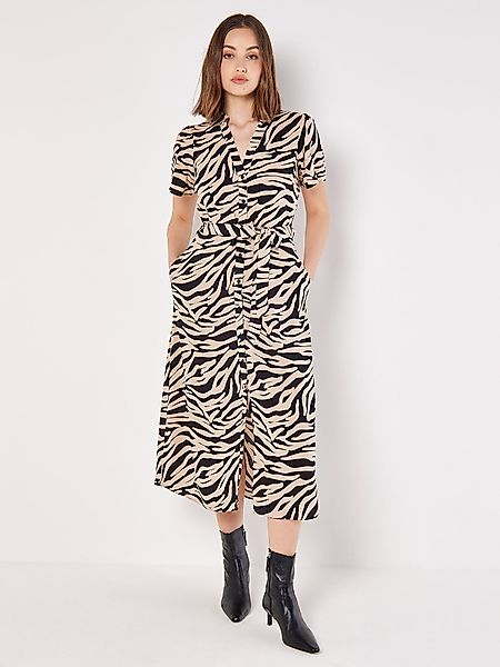 Apricot Midikleid Zebramuster Hemdblusenkleid, (2-tlg., Stoffgürtel) günstig online kaufen