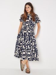 Apricot Druckkleid Geo Grecian Shirt Midi günstig online kaufen