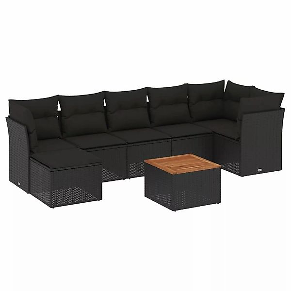 vidaXL 8-tlg Garten-Sofagarnitur mit Kissen Schwarz Poly Rattan Modell 154 günstig online kaufen