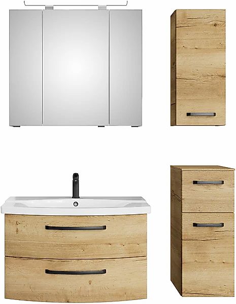 Saphir Badmöbel-Set »Serie 4010 4-teilig Keramik-Waschtisch mit LED-Spiegel günstig online kaufen