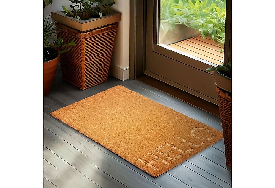 BRUBAKER Fußmatte Hello - 45 x 75 cm Schmutzfangmatte aus 100% Kokos - 3D F günstig online kaufen