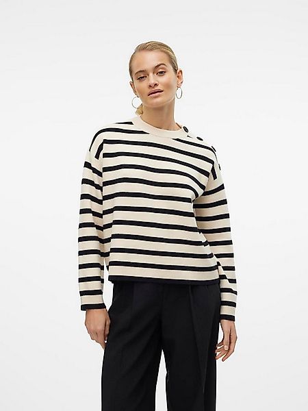 Vero Moda Rundhalspullover VMSABA LS O-NECK BUTTON PULLOVER GA NOOS mit Zie günstig online kaufen
