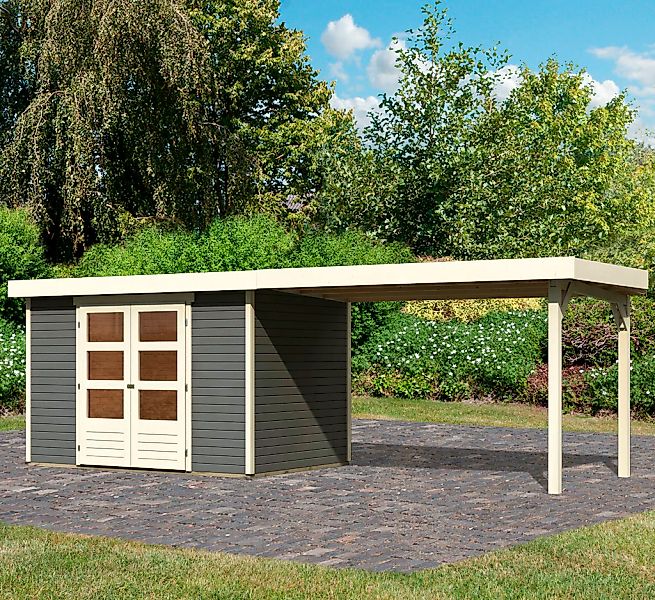 Karibu Gartenhaus "Arnis" mit Anbaudach 2,80 cm Breite günstig online kaufen