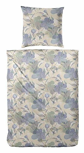Primera Bettwäsche »Feinbiber-Bettwäsche Floris« 2 Stk. tlg. mit zarten Blü günstig online kaufen