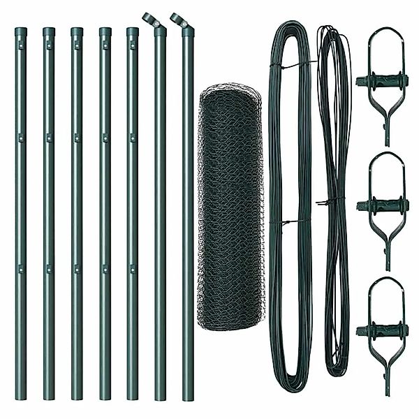 vidaXL Zaunpfosten Grün 10 x 0,8 m 25 mm Masche Stahl und PVC 3352633 günstig online kaufen