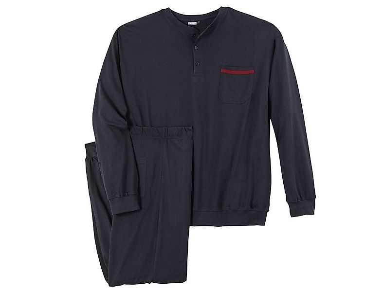 ADAMO Pyjama Adamo Pyjama Übergröße navy Knopfleiste (2 tlg) günstig online kaufen