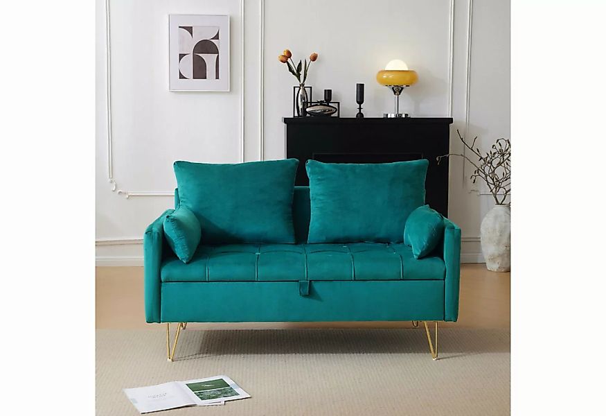FUROKOY Loungesofa Samtsofa für 2 Sitze, Sofa Couch mit Stauraum und Kissen günstig online kaufen