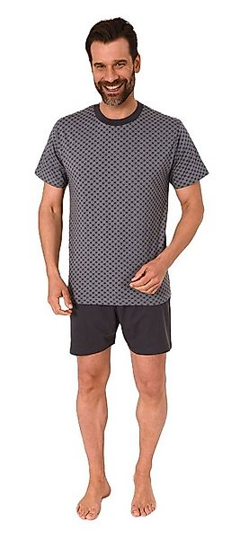 Normann Pyjama Herren kurzarm Schlafanzug Shorty Pyjama in Minimal-Print-Op günstig online kaufen