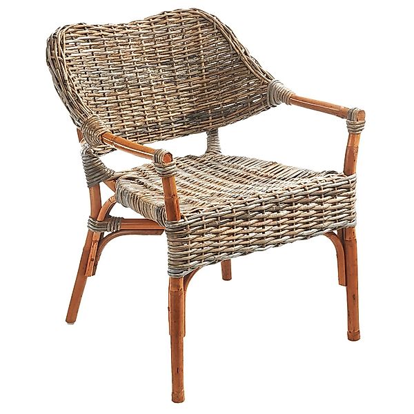 Kobolo Rattanstuhl Stuhl TARA aus Rattan Geflochten Natur mit Armlehnen günstig online kaufen