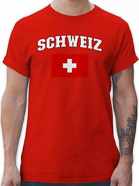 Shirtracer T-Shirt Schweiz Schriftzug mit Flagge, Switzerland 2024 Fussball günstig online kaufen