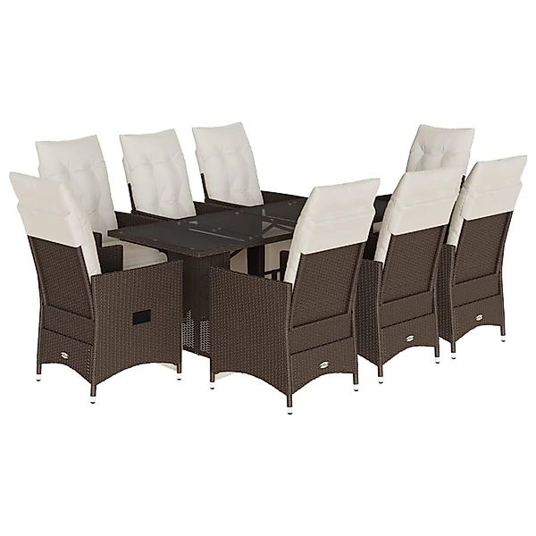 vidaXL 9-Tlg Garten-Bistro-Set mit Kissen Braun Poly Rattan 3276922 günstig online kaufen