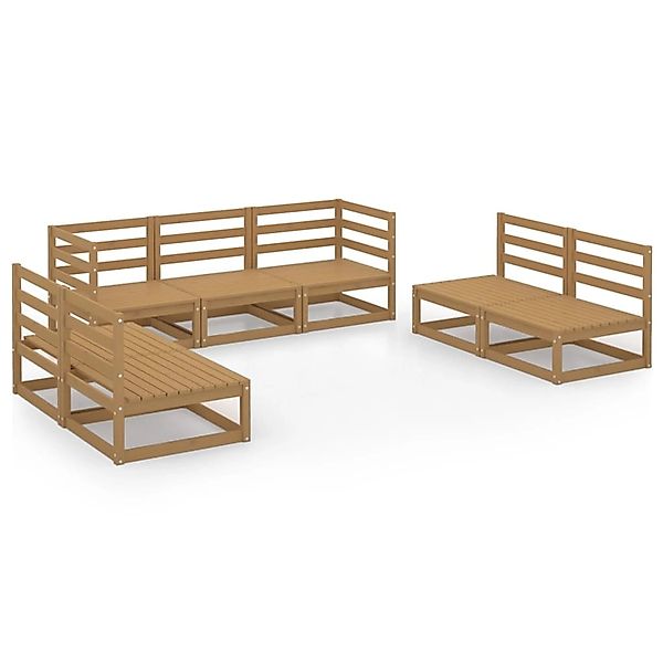 vidaXL 7-tlg Garten-Lounge-Set Honigbraun Massivholz Kiefer Modell 8 günstig online kaufen