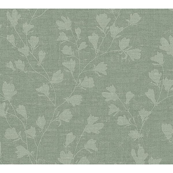 PROFHOME 387473-GU Blumen Tapete Textiloptik Matt Grün Minz-Grün Grau 0,53 günstig online kaufen