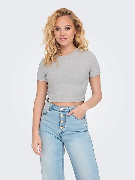 ONLY Kurzarmshirt "ONLBETTY S/S O-NECK SHORT TOP CC JRS", mit geripptem Sto günstig online kaufen