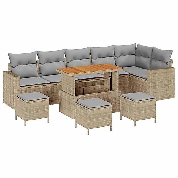 vidaXL Gartensofa-Set mit Kissen 12 Stk Beige und Hellgrau Poly-Rattan 3363 günstig online kaufen