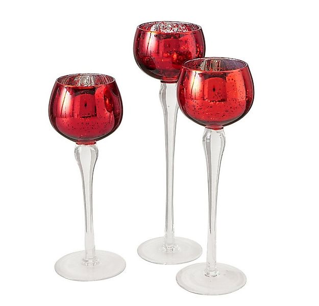 BOLTZE GRUPPE GmbH Windlicht Windlicht Minou Glas H 18/20/22cm rot glanz 3e günstig online kaufen