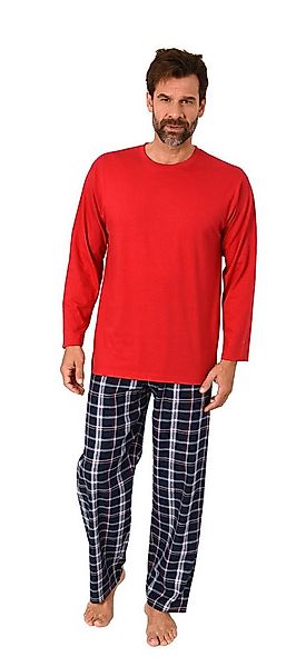 Normann Pyjama Herren Schlafanzug lang, Pyjama mit Flanell-Hose in Karo-Opt günstig online kaufen
