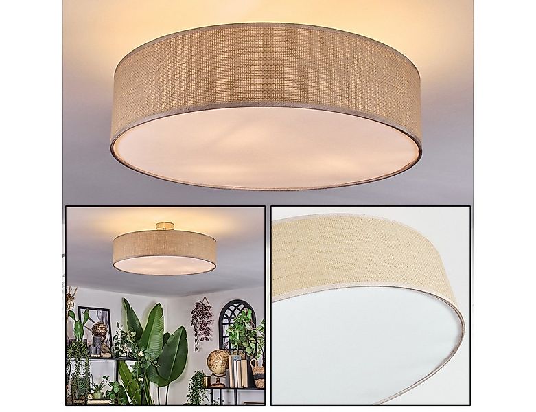 hofstein Deckenleuchte Deckenlampe aus Metall/Papiergeflecht/Stoff in Nicke günstig online kaufen