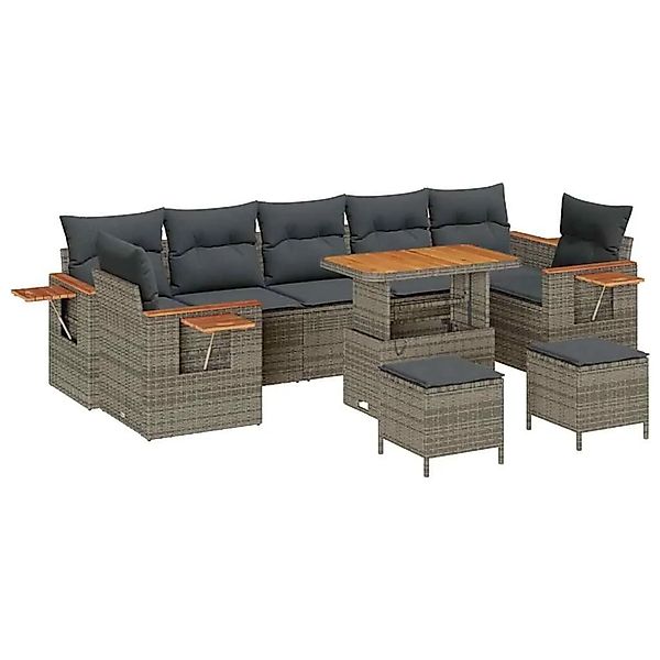 vidaXL Gartensofa-set mit Kissen 13-Tlg Grau Poly-Rattan 3365113 günstig online kaufen