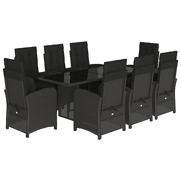vidaXL 9-Tlg Garten-Essgruppe mit Kissen Schwarz Poly Rattan 3212489 günstig online kaufen