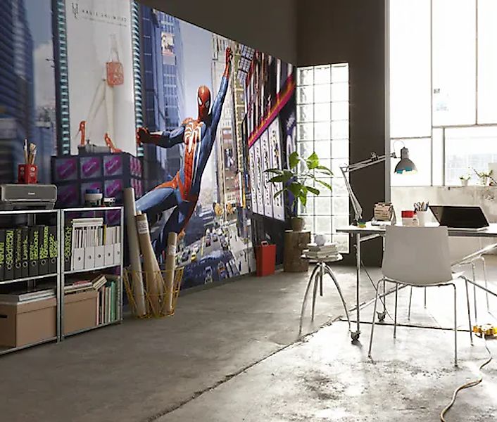 Komar Vlies Fototapete Marvel Spider-Man City Swing Bunt günstig online kaufen