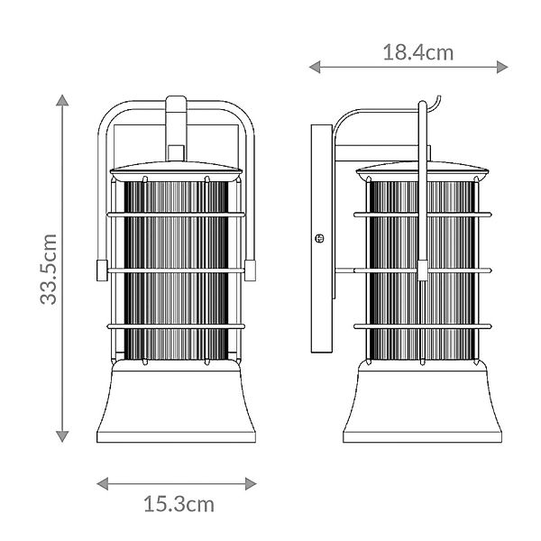 Außenwandleuchte RIVAMAR, Höhe 34 cm, schwarz/gold, IP44 E27 günstig online kaufen