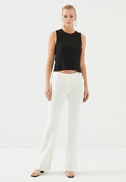 Just Like You Schlaghose Weiße Schlaghose mit hoher Taille und Reißverschlu günstig online kaufen