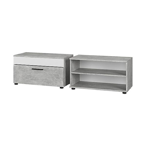 Vicco Wohnwand Berno, Beton/Weiß, 2 Teile günstig online kaufen