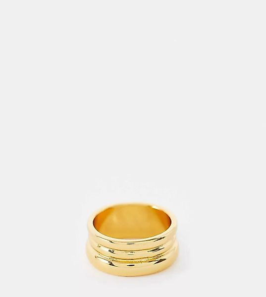 ASOS DESIGN Curve – 14K Vergoldeter Ring mit dreireihigem Design-Goldfarben günstig online kaufen