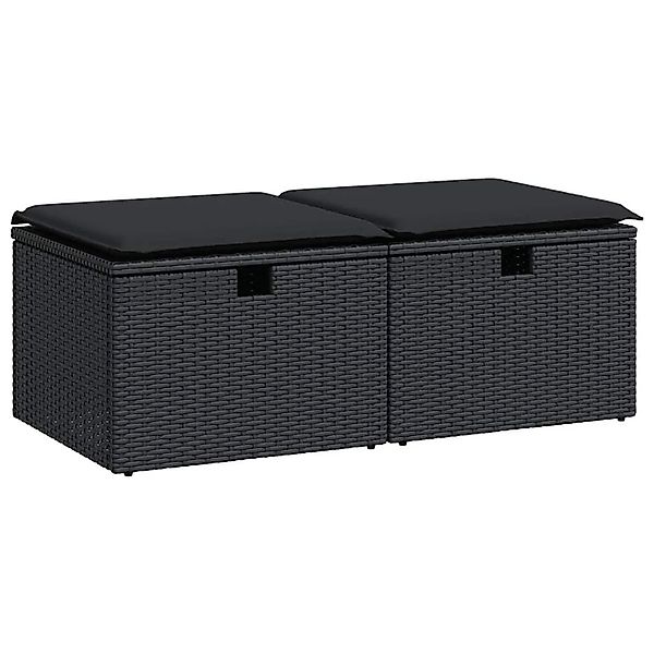 vidaXL 2-Tlg Garten-Sofagarnitur mit Kissen Schwarz Poly Rattan 3328668 günstig online kaufen
