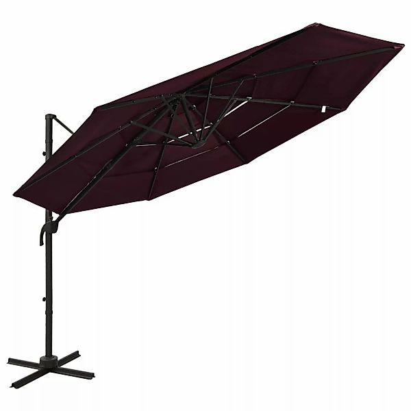 furnicato Sonnenschirm mit Aluminium-Mast 4-lagig Bordeauxrot 3x3 m günstig online kaufen