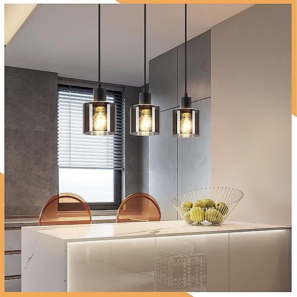 ZMH Pendelleuchte Esstischlampe Hängend Hängeleuchte Schwarz/Berstein günstig online kaufen