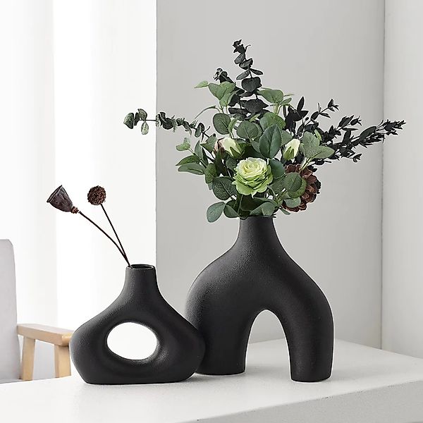YINDN Dekovase Keramik Vase, 2er Pampasgras günstig online kaufen
