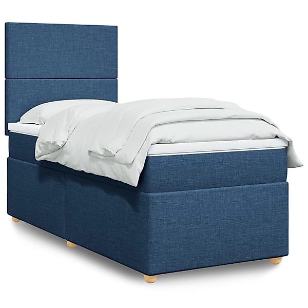 vidaXL Boxspringbett mit Matratze Blau 80x200 cm Stoff 3293406 günstig online kaufen