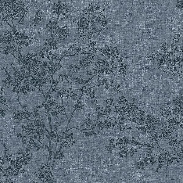 PROFHOME 373974-GU Natur Tapete Floral Matt Blau 0,53 m x 10,05 m 5,33 m2 B günstig online kaufen