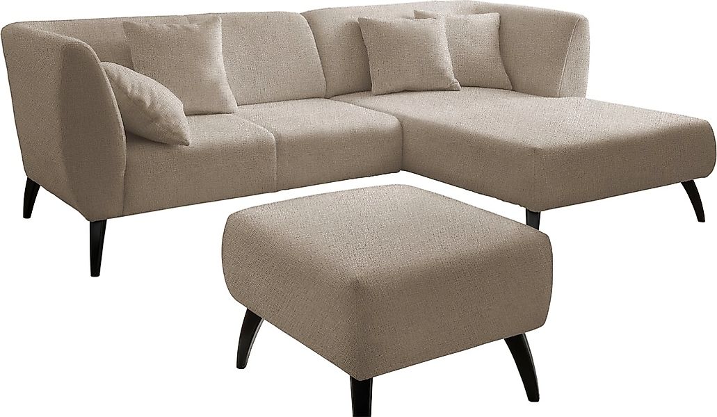 INOSIGN Ecksofa »Colori L-Form«, Holzfußfarbe wählbar, inkl. 4x Zierkissen günstig online kaufen