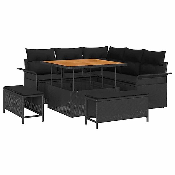 vidaXL Garten-Sofa-Set Höhenverstellbar 8-Tlg Schwarz Poly Rattan 3362124 günstig online kaufen