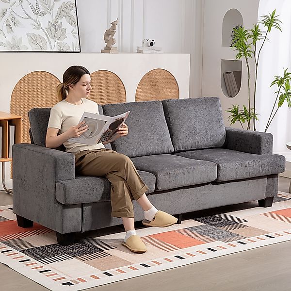 HOMCOM 3-Sitzer Sofa, Couch mit Armlehnen, Loungesofa mit Chenille-Optik, S günstig online kaufen