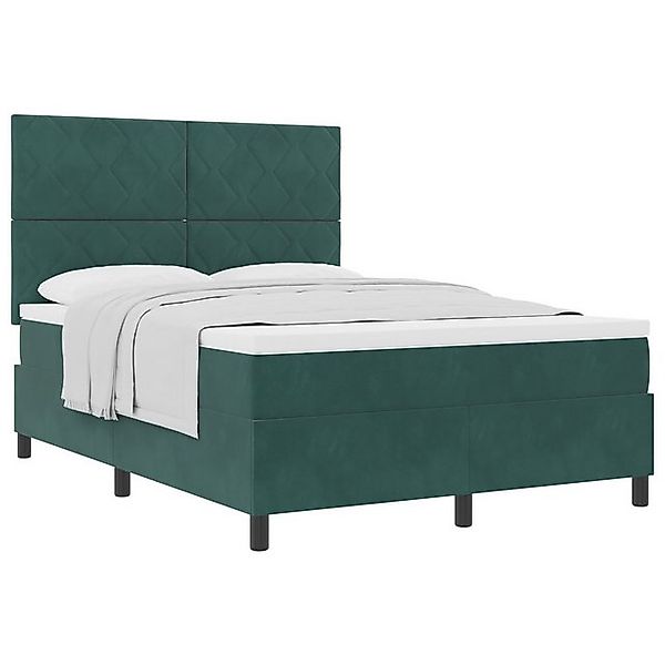 vidaXL Bett Boxspringbett mit Matratze Dunkelgrün 140x200 cm Samt (1-tlg) günstig online kaufen