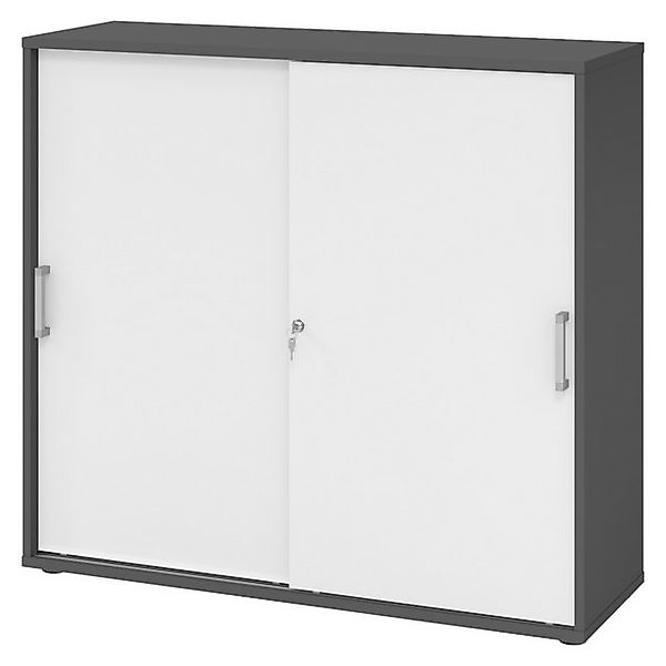 bümö Aktenschrank office Schiebetürenschrank Dekor: Graphit/Weiß - Griffe: günstig online kaufen